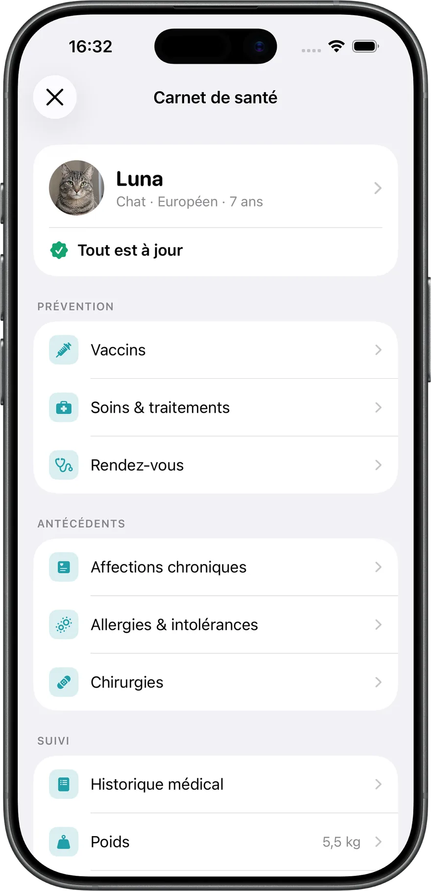 Le carnet de santé de Luna